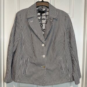 Talbots Black and White Pinstripe Blazer Professional Suit Jacket. Size 18W